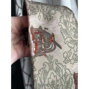 Vintage Wembley Necktie Scottish Castle Tie For Brown Olive Black Suits